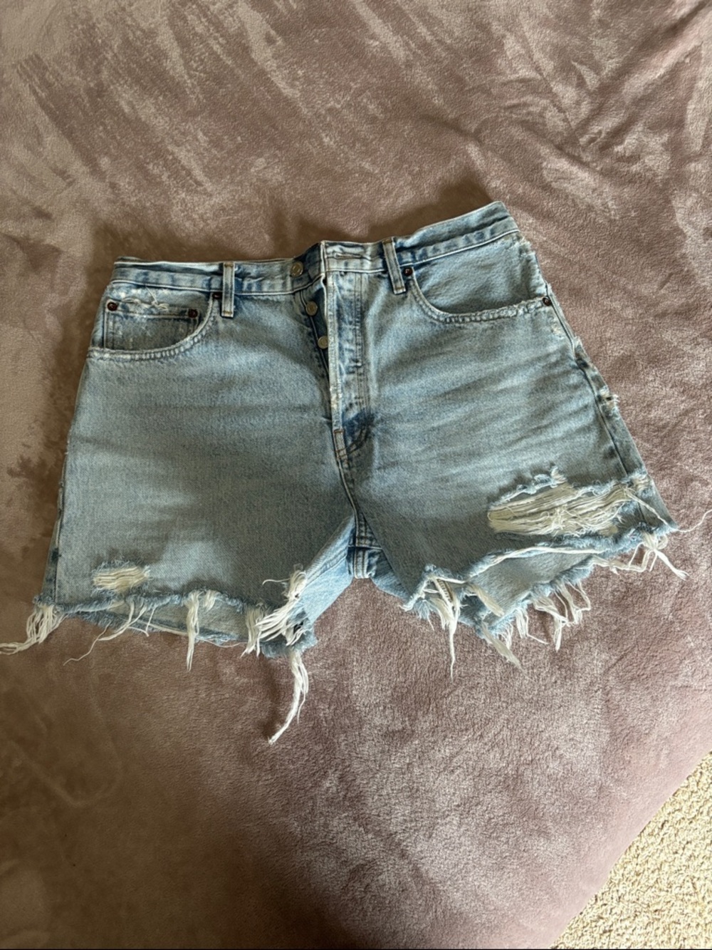 AGOLDE Riley-Groove High-Rise Denim Shorts